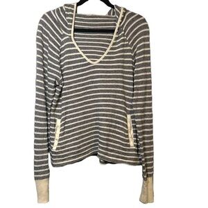 ROXY Presumed Size M Striped Long Sleeve Hooded Sweater with Pockets